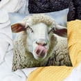 thumbnail image 2 of BANET  Pillowcase Funny Sheep Showing Tongue Face Portrait  Square,Throw Pillow Covers Decorative for Couch and Bed for Boy Girl 24x24in, 2 of 5