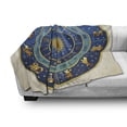 thumbnail image 3 of Astrology Soft Flannel Fleece Throw Blanket, Wheel of Astrological Signs Names Dates Moon Sun in Middle, Cozy Plush for Indoor and Outdoor Use, 60" x 80", Blue Yellow and Cream, by Ambesonne, 3 of 6