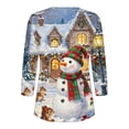 thumbnail image 5 of Jsaierl Christmas Shirts for Women Plus Size Snowman Print Tees Classic Cotton Button V Neck T-shirt 3/4 Sleeve Xmas Blouse Tops S-3XL, 5 of 5