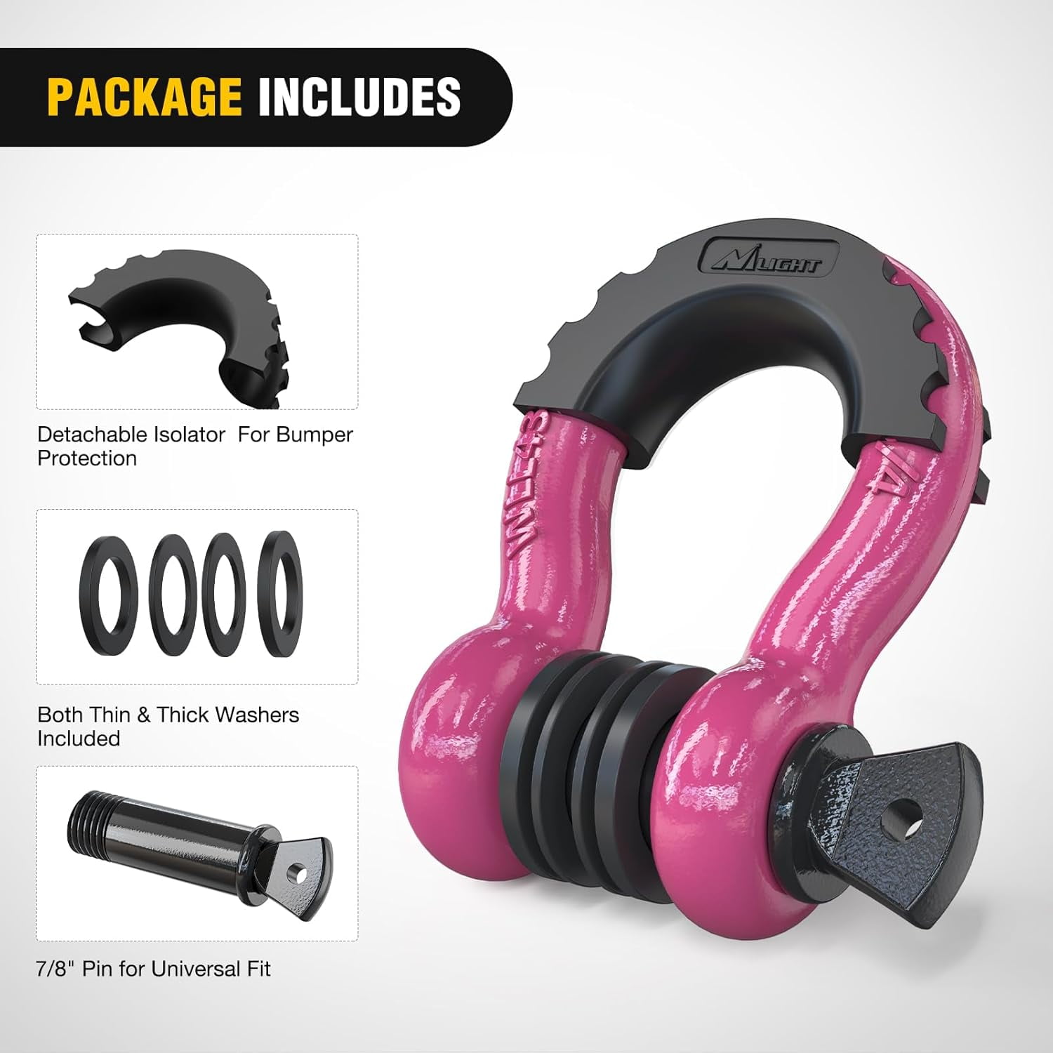 Nilight D-Ring Shackles 2 Pack Heavy Duty Off-Road Recovery Towing for Jeep ATV UTV Trucks SUV