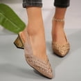 thumbnail image 4 of Dakaela Kitten Heels for Women Rhinestone Closed Pointed Toe Chunky Heeled Sandals Sparkly Slip on Wedding Bride Dress Pumps Shoes Gold 7.5, 4 of 9
