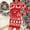 Red, variant on KANG Festive Knit-Style Bodycon Dress | Women's Long Sleeve Christmas Print Bandage Dress for Holiday PartiesBlackL
