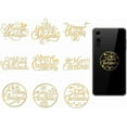 thumbnail image 1 of 9 pegatinas de metal doradas de 1,6 x 1,6 pulgadas con diseño de Feliz Navidad, autoadhesivas, para álbumes de recortes, con borde metálico y estampado dorado., 1 of 9