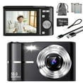 thumbnail image 1 of MAKATA Compact Digital Camera 50MP 16X Zoom HD 1080P - Point and Shoot Digital Camera 32GB Two Batteries - Kids Camera for Boys Girls Toddler Kids Students Beginners - Birthday or Holiday Gift (BLACK), 1 of 10