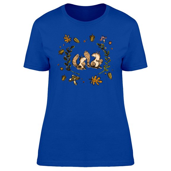 Autumn Floral Nature Squirrels Tee Women's -Image by Shutterstock