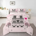 thumbnail image 2 of Manfei Notre Dame Cathedral Bedding Full Comforter Set,Romantic Paris City Down Comforter,Pink Heart Print Bedding Sets Full with Comforter For Women,Ultra Soft Bedroom Decoration Reversible,3 Pieces, 2 of 7
