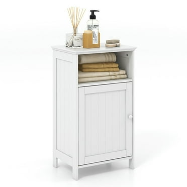 Spaco Bathroom Freestanding Adjustable Shelf Floor Storage Cabinet-White, Bathroom Storage Cabinet for Entryway Storage, Home Office Furniture