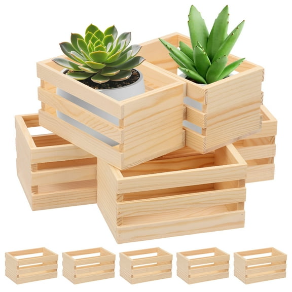 Threns 10Pcs Wooden Nesting Crates Decorative Unfinished Wood Box Nesting Crate Farmhouse Storage Basket Container for Display and Organization Home Centerpieces