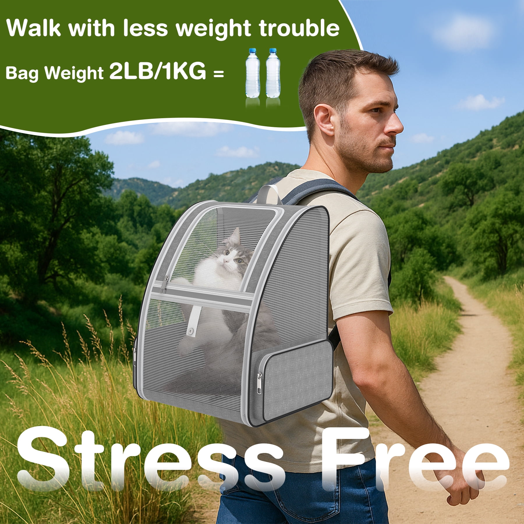 Cat Backpack Carrier Fully Ventilated-Pet Carrier Backpack for Cats and Small Dog Puppies  up to15 lb