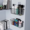 thumbnail image 3 of NEX Hanging Metal Storage Basket No Drilling Wall Mounted, Black, Set of 2, 3 of 10
