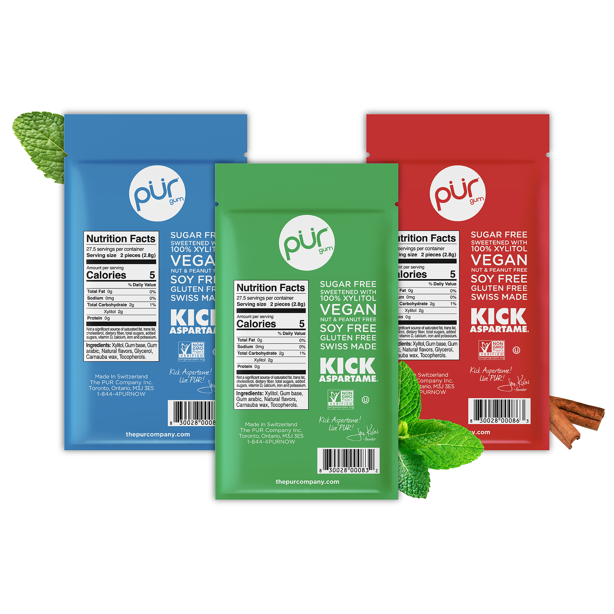 PUR Gum Variety Pack, Sugar Free, 3 Bags of 55 photo 6