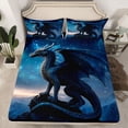 thumbnail image 2 of Homewish Wildlife Dragon 4 Pieces Queen Sheet Sets for Preppy Child Teens,Magical Animal Ultra Soft Flat Sheet,Starry Sky Queen Fitted Sheet,Super Cozy Room Decor, 2 of 7