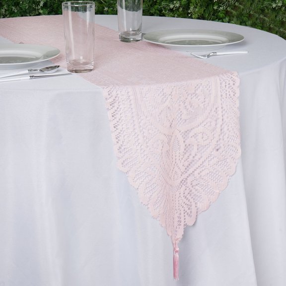 BalsaCircle 14" x 108" Blush Lace Table Top Runner Party Linens Dinner Event Decorations