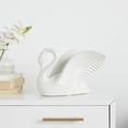 thumbnail image 3 of 11" x 8" White Ceramic Swan Sculpture with Textured Grooves, by DecMode, 3 of 10