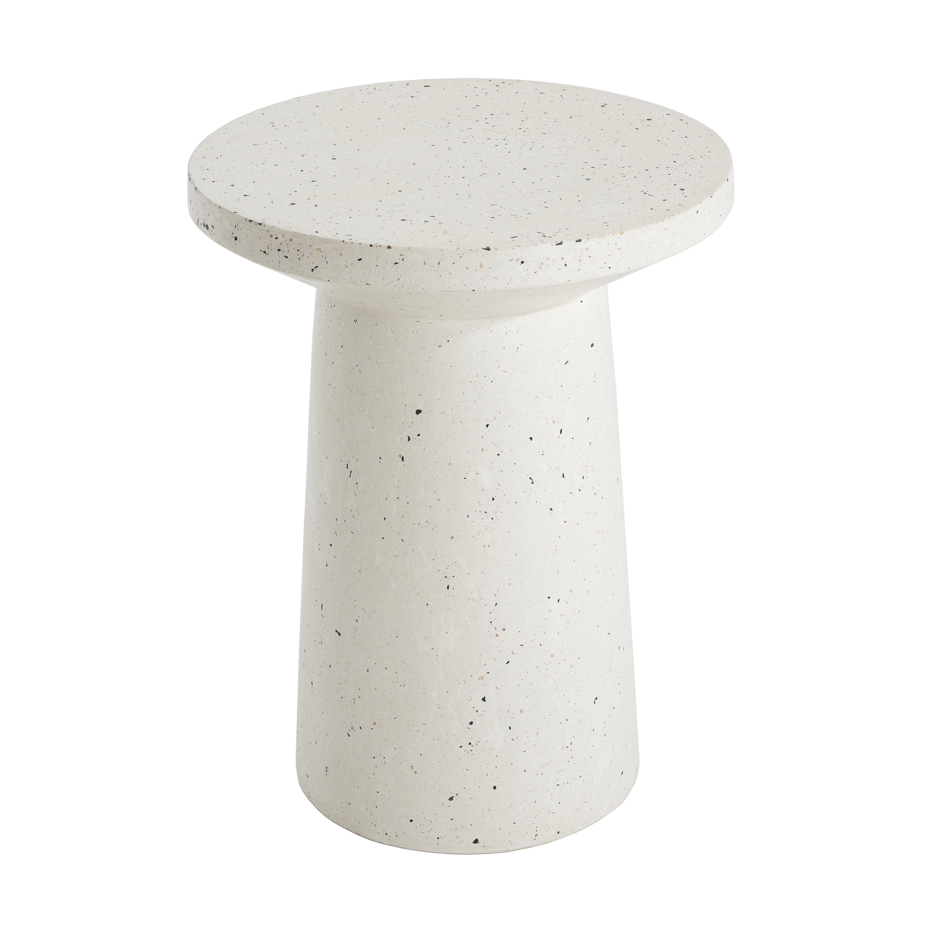 Side Table 24 Inch H, Outdoor Terrazzo Table for Patio Balcony Garden, White