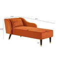 thumbnail image 7 of Miniyam Velvet Chaise Lounge, Upholstery Accent Chaise Chair with Pillow for Living Room Bedroom, Left Armrest, Orange, 7 of 7
