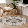 thumbnail image 4 of Round Rugs 3Ft, Blue Boho Round Area Rug Washable Indoor Throw Carpet, Southwestern Geometric Abstract Vintage Small Non Slip Circle Rug for Bedroom Living Room Home Decor Aesthetic, 4 of 8