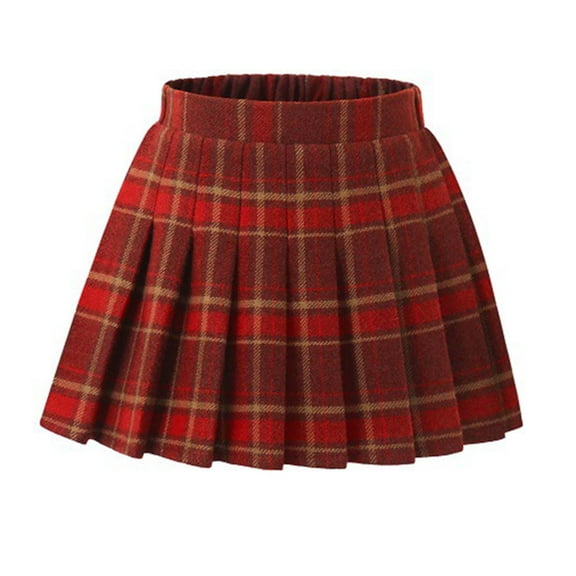 Zshosam School Uniform for Girls Toddler Baby Girls Skirts Skorts Elastic Little Girls Pleated Skirts Casual Flowy Ruffles Flared for Toddler Size 7T 8T,(Wine 7-8 Years)