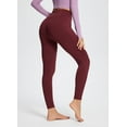 thumbnail image 7 of BALEAF Women's Fleece Lined Leggings with Pockets 25" Petite Thermal Winter Warm High Waisted Thick 7/8 Yoga Pants Wine Red XS, 7 of 7