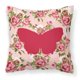 thumbnail image 1 of "Caroline's Treasures BB1045-RS-PK-PW1414 Almohada de rosas rosadas Shabby Chic de mariposa, 14" x 14 ", multicolor" Caroline's Treasures BB1045-RS-PK-PW1414, 1 of 1