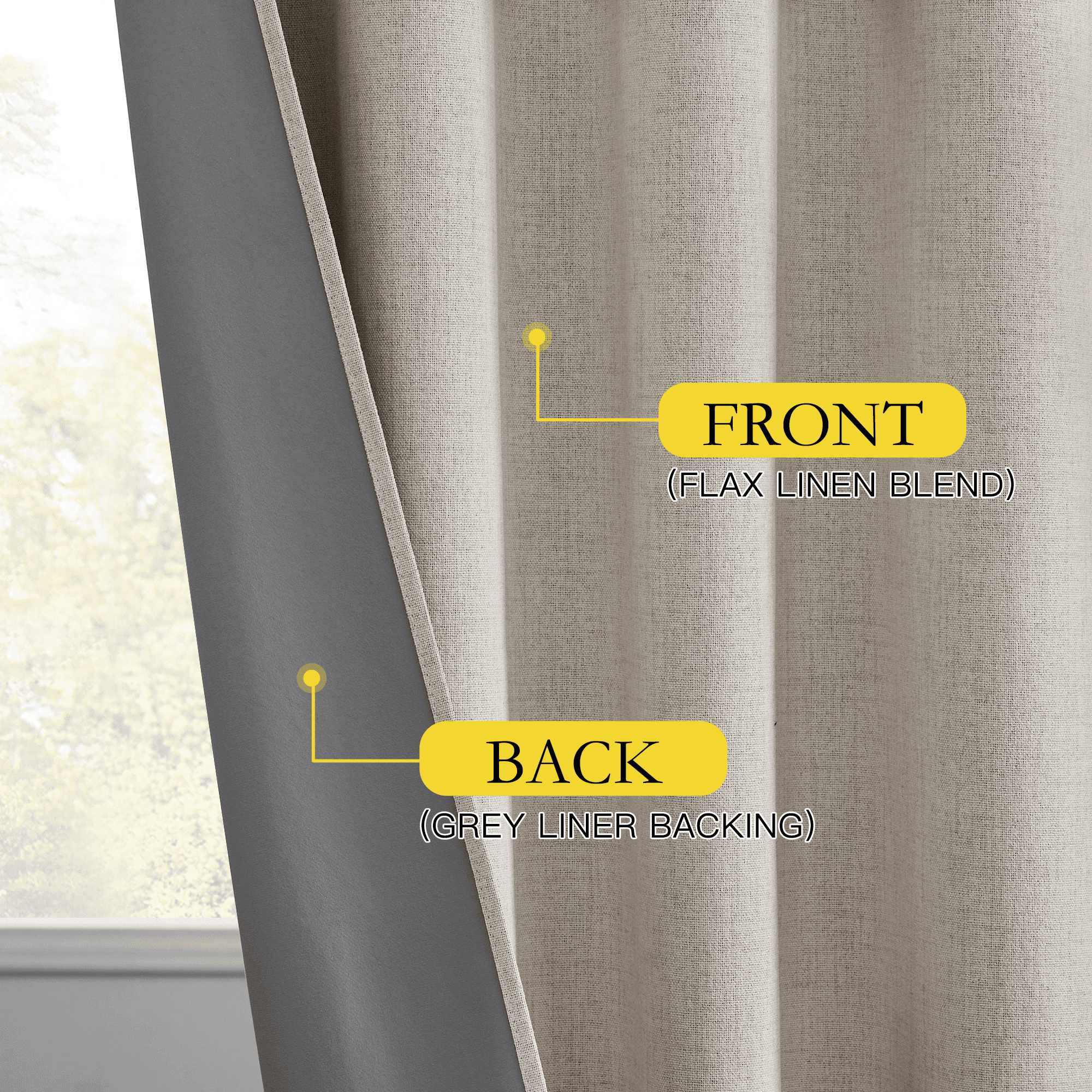 NICETOWN Natural Faux Linen 100% Blackout Curtains for Living Room, Full Room Darkening Thermal Insulated Soundproof Back Tab & Rod Pocket Drapes, 52"x 84", 2 Panels