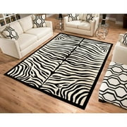 Terra Zebra Woven Area Rug Black and Beige