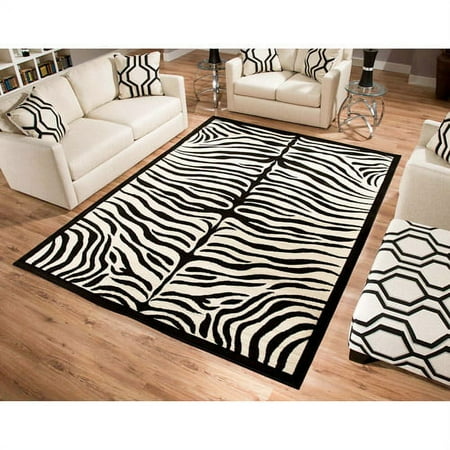 Terra Zebra Woven Area Rug Black and Beige