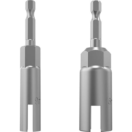 

(2 Pack 2 Size 9mm 16mm)1/4 hex shank nut driver power wing nut drill bit socket tool drive kit slotted wing nut drill sleeve wrench wrench kit panel nut screw eye C-shaped hook bolt