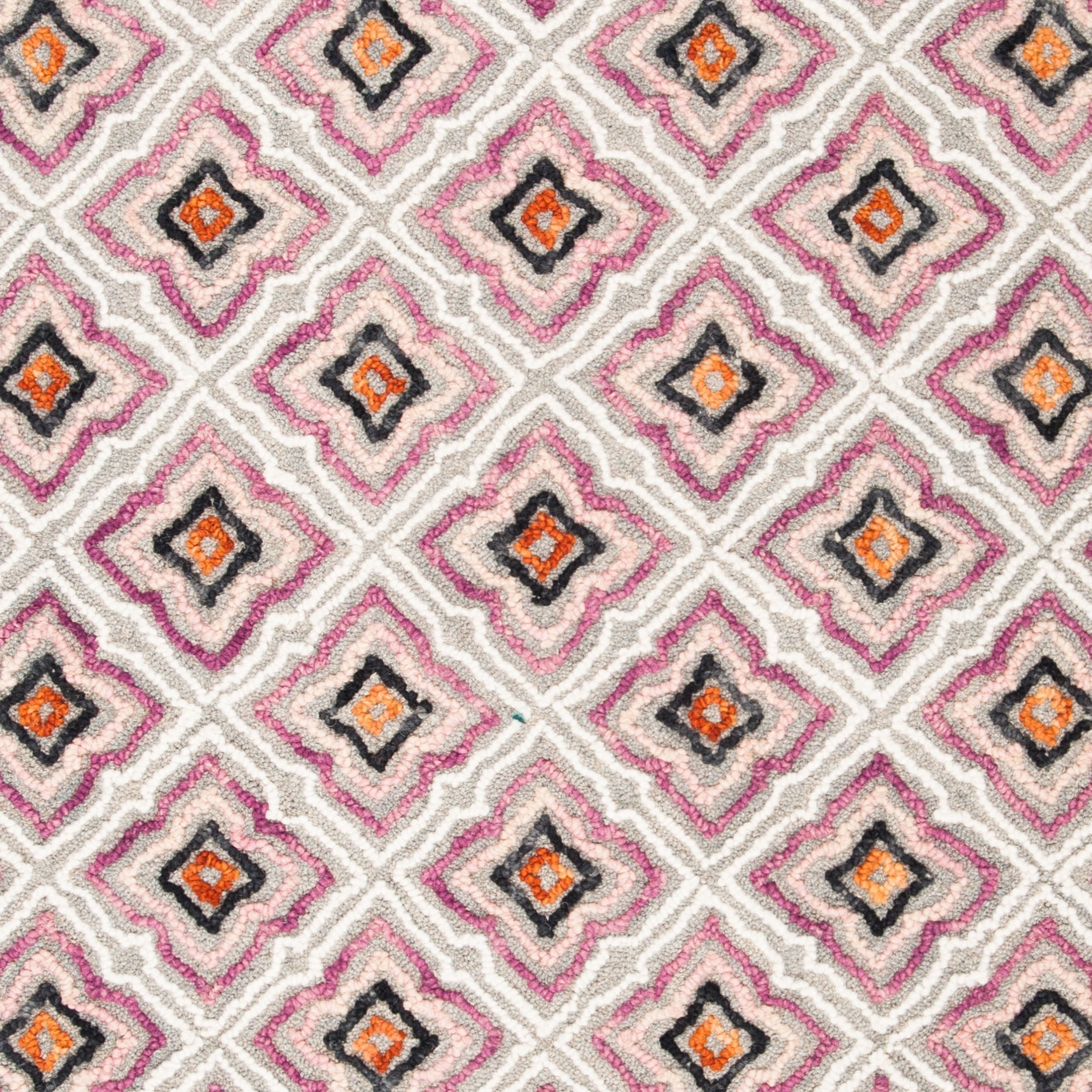 SAFAVIEH Trace Henrietta Geometric Floral Wool Area Rug, Aqua/Ivory, 5' x 8'