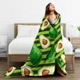 thumbnail image 5 of Kll Fleece Blanket Plush Throw Blanket Avocado Green Striped,Soft Fuzzy Cozy Flannel Blanket For Couch Sofa Bed.(50"X40"), 5 of 9