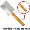 thumbnail image 3 of PEACNNG PET Grooming Comb Metal Double And Single Row Wooden Handle For Dogs Cats, Cat Comb Smooth Hair., 3 of 5