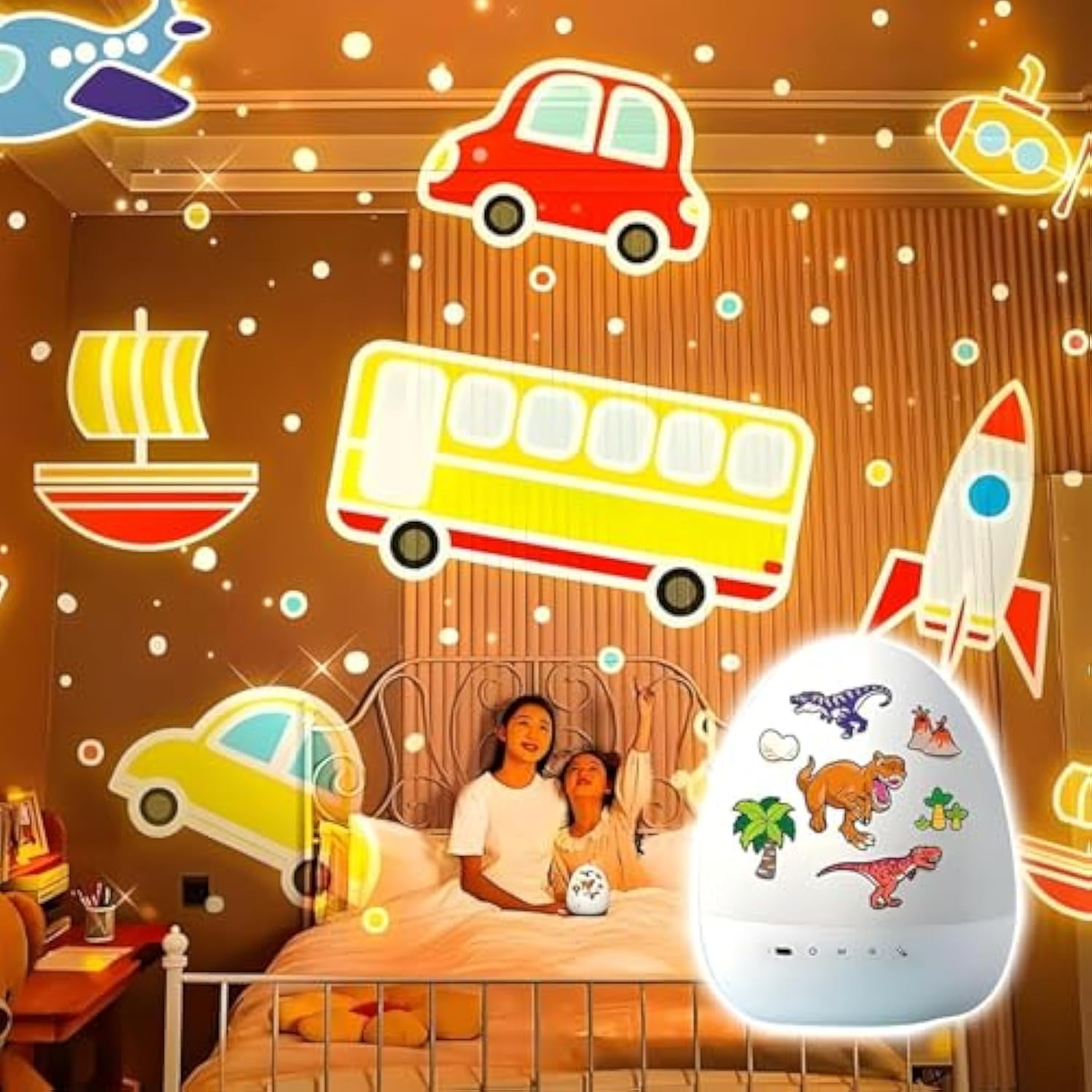 Dinosaur Egg Night Light Projector, Dinosaur Night Lights Projector, 360° Rotation & 21 Effects, Slient Lights for Ceiling, 8 Sleep Sounds, 360° Rotation,Projection Lights for Bedroom