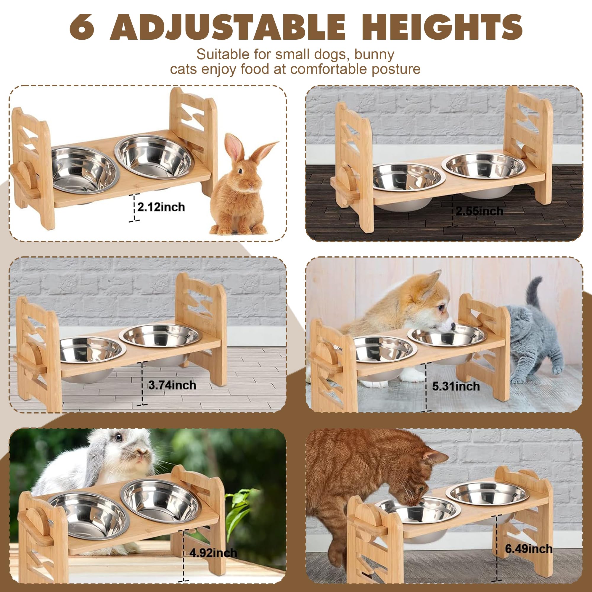 TIJITY Elevated Dog Bowls, Adjustable Raised Stand with 2 Stainless Steel Bowls photo 4