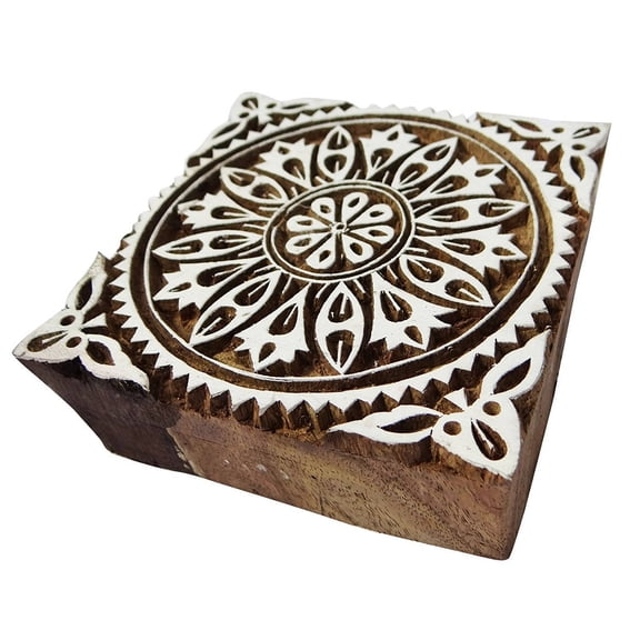 Floral Pattern Wooden Block Designer Textile Printing Stamp On Apparel Fabric