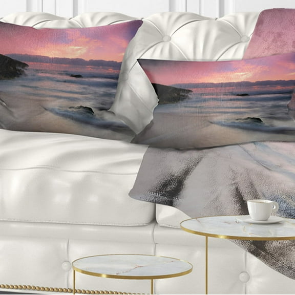 Designart White Waters at Guincho Beach Cascais - Seashore Throw Pillow - 12x20