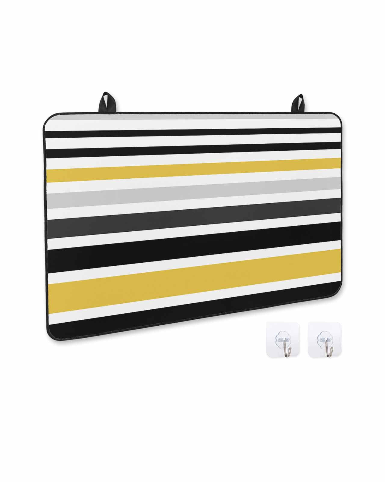 nqOlkjepod Large Induction Cooktop Protector Mat 24"x21", Yellow Black Stripe Stove Top Covers for Electric Stove, Modern Abstract Art Coarse Striped Stove Burner Cover Mats, Glass Top Stove Cover