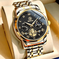 thumbnail image 2 of reloj de pulsera para hombre causl de lujo elegante fondo negro con dorado, 2 of 7