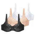 thumbnail image 1 of Plus Size Minimizer Underwire Unlined Bras with Lace-3Pack, 1 of 10