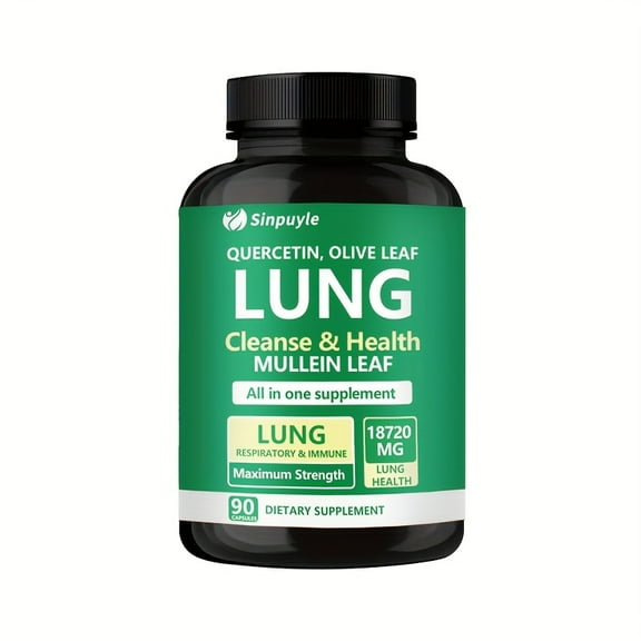 Lung Cleanse & Respiratory Support Supplement (18720MG) - Mullein Leaf   Quercetin for Immune & Breathing Health, 90 Capsules