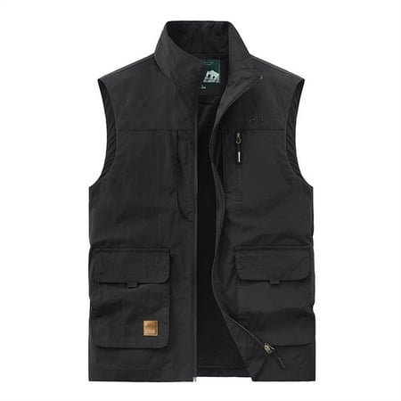 Aayomet Men s Outdoor Vest Pofessional Emergency Field Fishing Multi Pocket Vest (Black XXXXL)