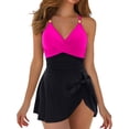 thumbnail image 2 of Women's One Piece Bikini Swimsuit Deep V Cross Side Tie Bow Back Sexy with Removable Bra Pads No Underwire for Beach Vacation,Multicolor,M, 2 of 5