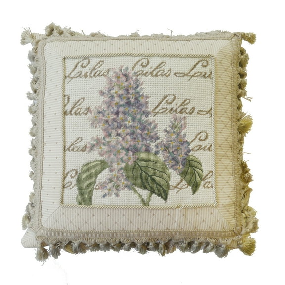 High End Lilacs Needlepoint Accent Pillow