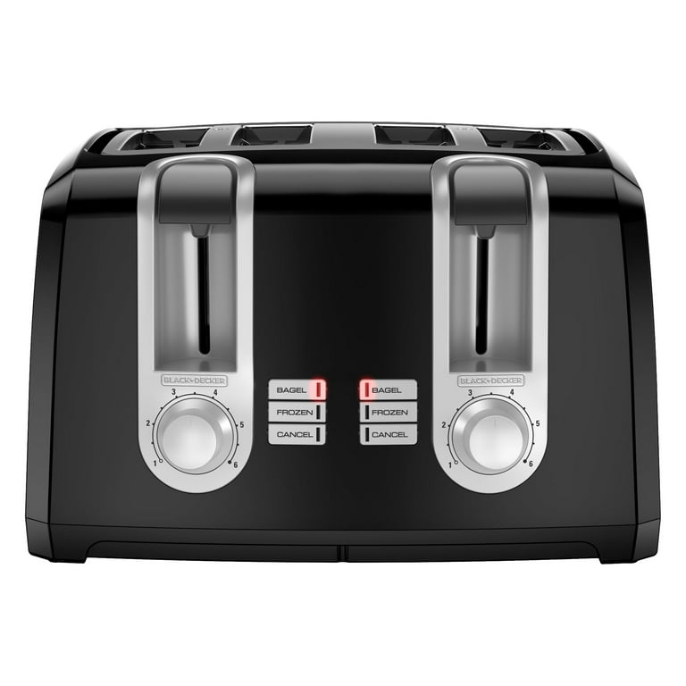BLACK+DECKER 4-Slice Toaster with Extra-Wide Slots, Black/Silver