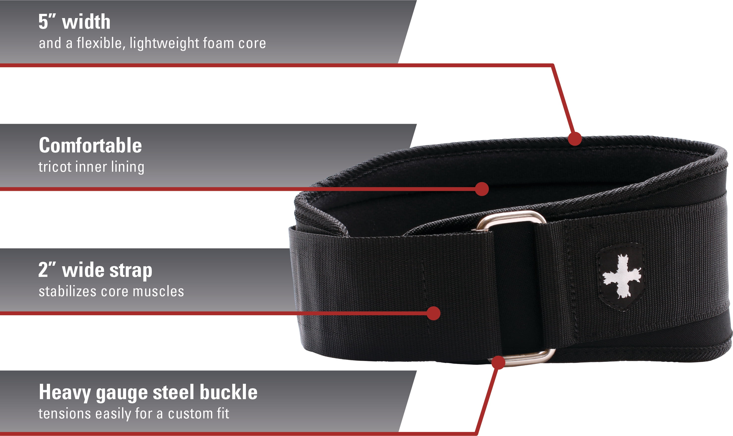 Black Large Harbinger 2333 5-Inch Firm Fit Foam Core 3-Inch Strap Belt 