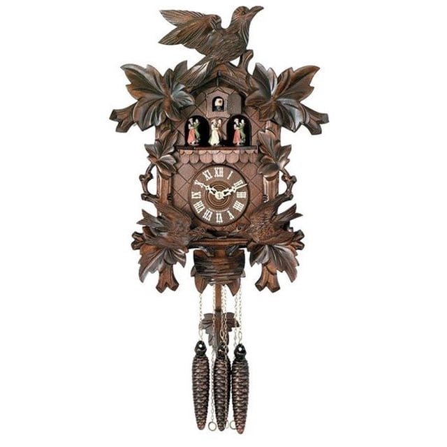 Eight Day Musical Cuckoo Clock with Dancers - Moving Birds Feed Bird Nest