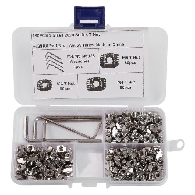 180pcs T-slot Nut Coated M5 For Aluminum Profile European Standard (with Wrench)