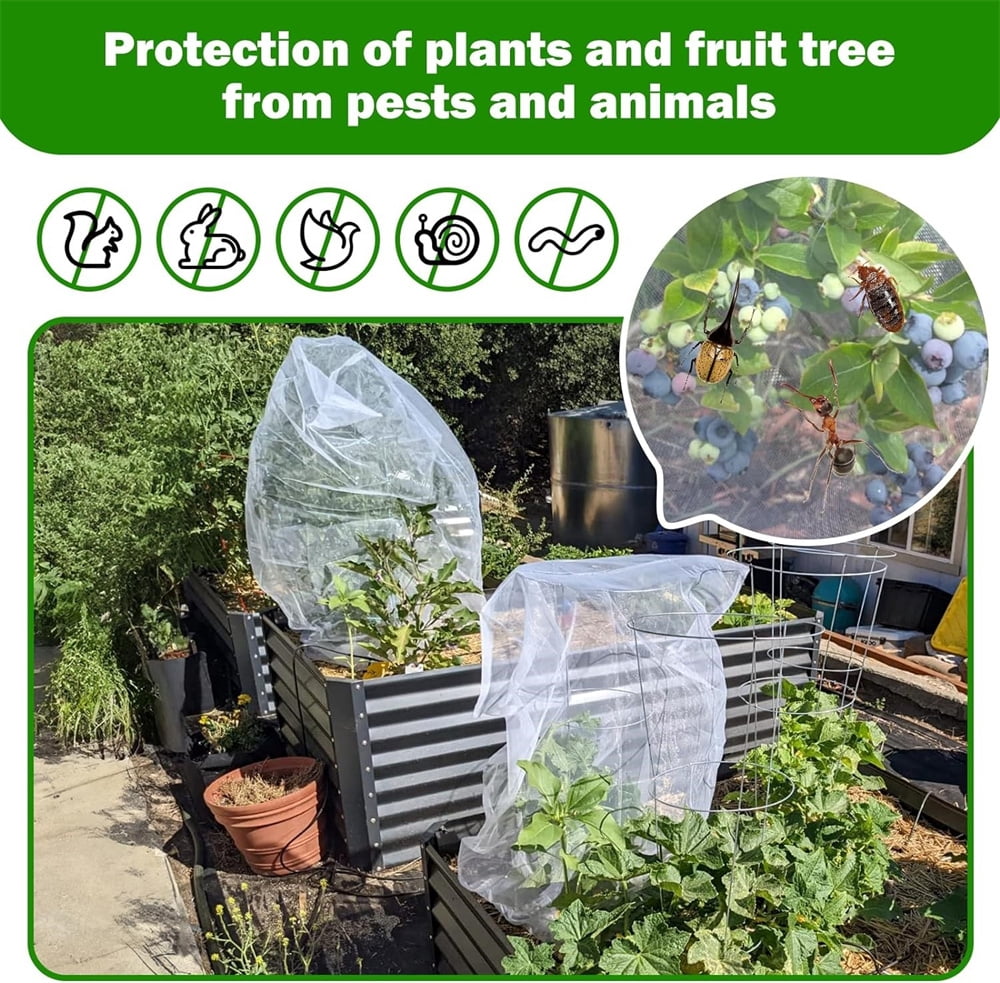 6 Pcs Garden Plants Protection Netting Cover Bags,Garden Bird Barrier Mesh Covers Bag to Prevent Fruits and Vegetable from Squirrel,Bird and Cicadas,Insect Netting Bag,3.3 Ft