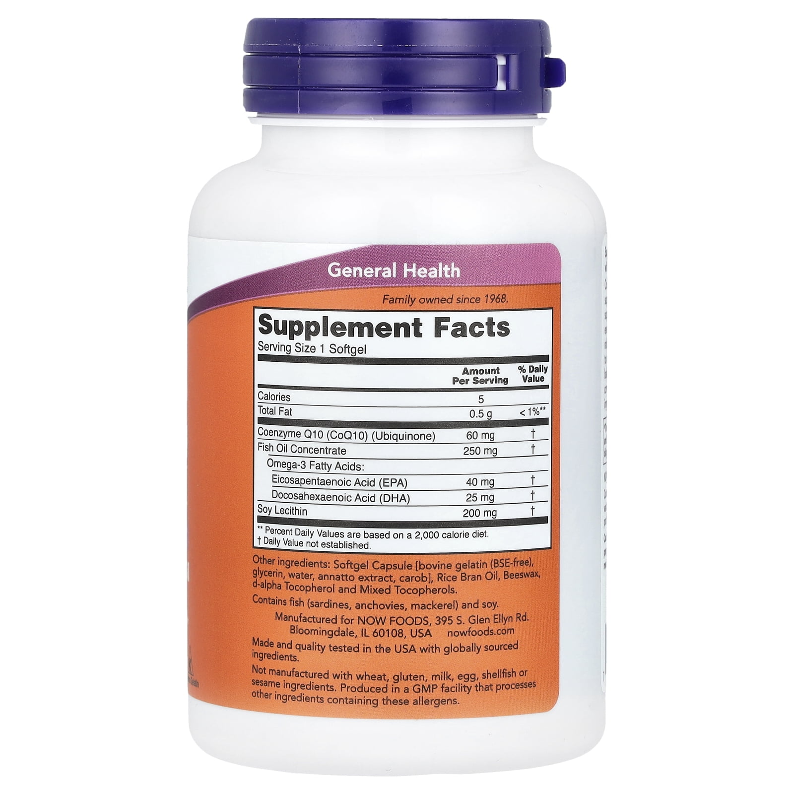 Now Foods CoQ10 With Omega-3 Cardiovascular Health, 60mg, 60ct