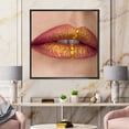thumbnail image 2 of Designart 'Woman Lips Close-Up With Red Lipstick, Gold Paint' Modern Framed Canvas Wall Art Print, 2 of 5