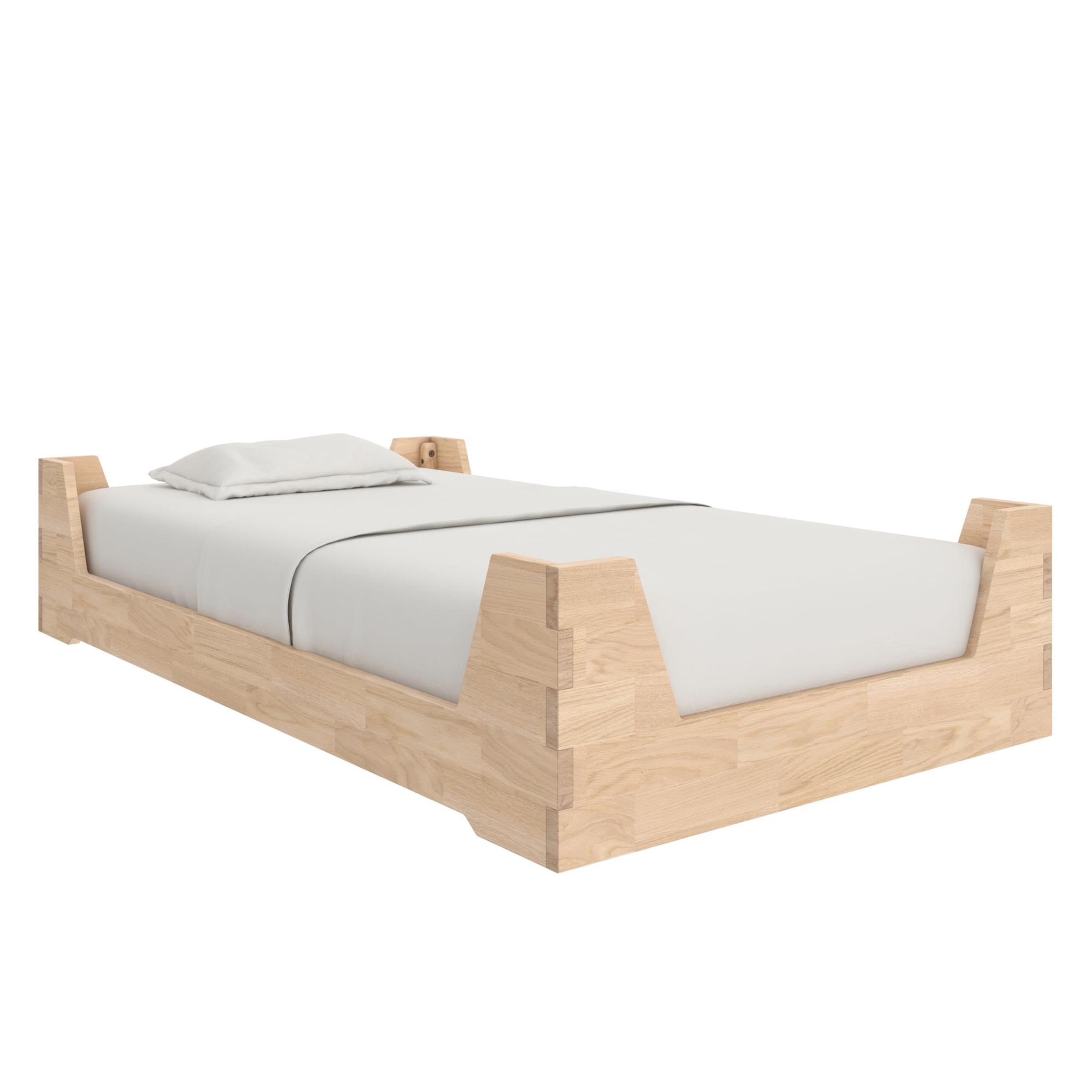 Little Seeds Maverick Montessori Toddler Floor Bed with 2 Heights, Natural Wood Grain